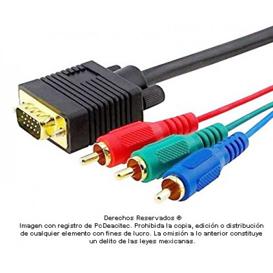 Cable VGA macho a video componente RGB (3RCA) machos de 90 cm