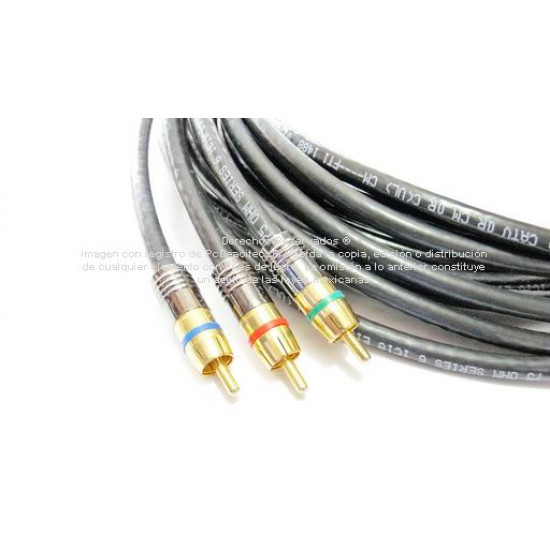 Cable Digital RCA Video Componente RGB (Y,Pb,Pr) de 15 m, 3 vías