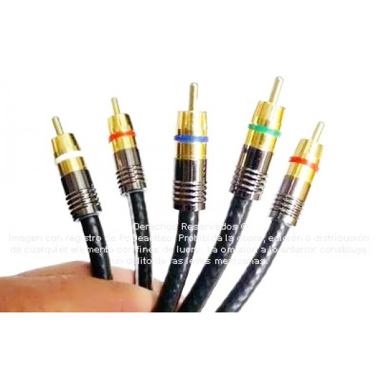 Cable Digital RCA de Video RGB + Audio R/L de 7.5 m 5 vías