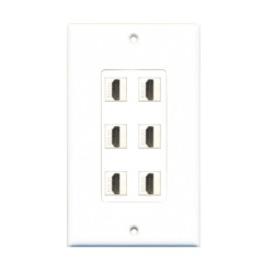 Placa Tapa Decora 6 puertos HDMI rectos Keystone