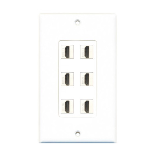 Placa Tapa Decora 6 puertos HDMI rectos Keystone