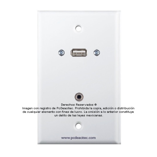 Placa Tapa USB 2.0 + Audio Jack 3.5 mm en ABS