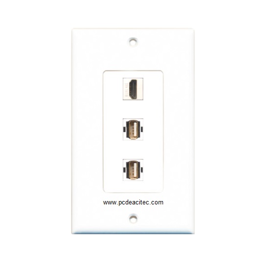 Placa Tapa decora ABS puerto HDMI + 2 x USB 2.0