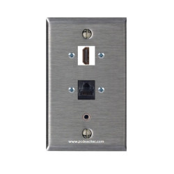 Placa Tapa Inoxidable HDMI + Jack RJ45 Cat5 + audio Jack 3.5 mm