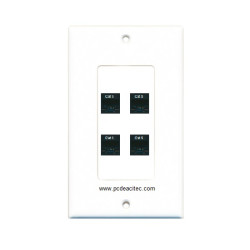 Placa Tapa decora ABS con 4 Jacks RJ45 Cat5e