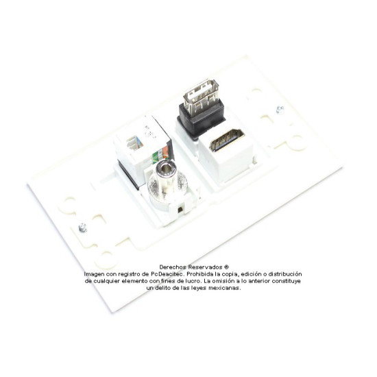 Placa Tapa Decora HDMI + USB 2.0 + Jack 3.5 mm + RJ45 Cat5 en ABS