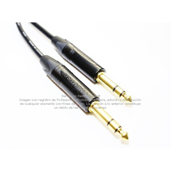Cable estéreo TRS a TRS 6.3 mm Canare - Neutrik en oro grado estudio de 2 m