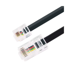 Cable adaptador telefónico RJ11 a RJ45, plano, color negro, 1.5 m