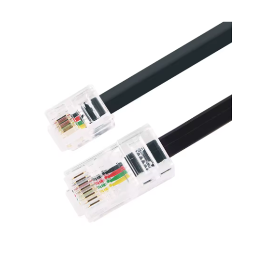 Cable adaptador telefónico RJ11 a RJ45, plano, color negro, 1.5 m
