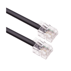 Cable telefónico RJ11, plano, color negro, 1.5 m
