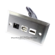 Placa Tapa HDMI 4k pigtail + USB 2.0 + Jack RJ45 Cat6 crimpado en Acero Inoxidable