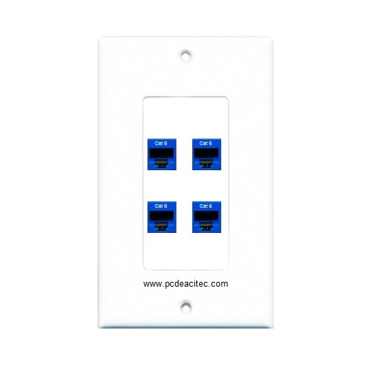 Placa Tapa Decora 4 Jack RJ45 Cat6 en ABS