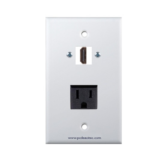 Placa Tapa HDMI 4k + Contacto Eléctrico Aterrizado en ABS