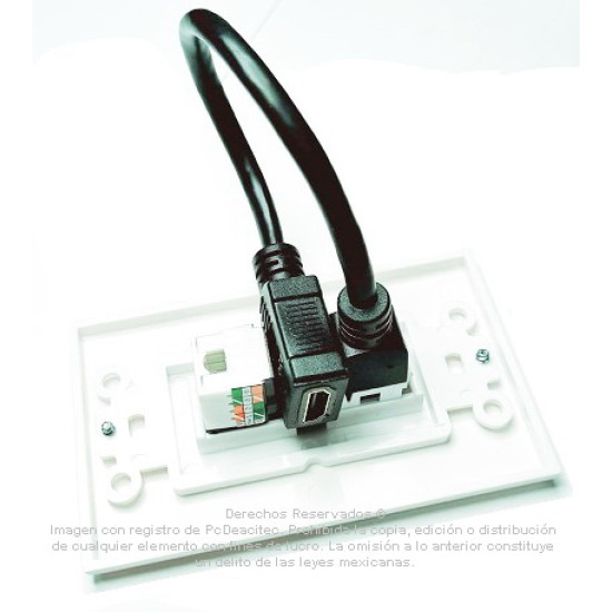 Placa Tapa Decora HDMI 4k pigtail + Jack RJ45 Cat6 en ABS