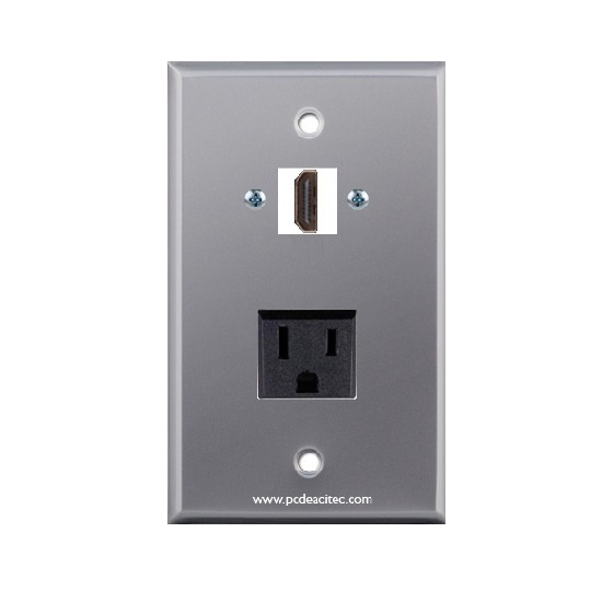 Placa Tapa HDMI 4k + contacto eléctrico en Aluminio