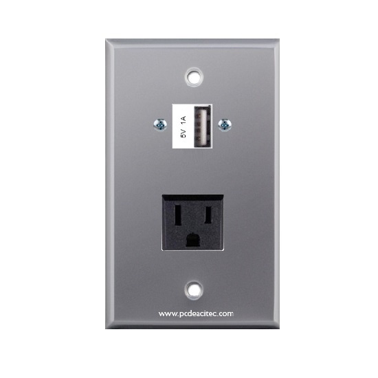 Placa Tapa USB de carga + contacto eléctrico en Aluminio