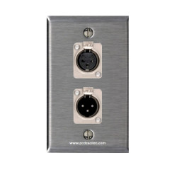 Placa Tapa XLR hembra + XLR macho Canon doble soldable en Acero Inoxidable