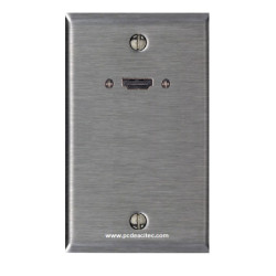 Placa Tapa HDMI 4k pigtail + espacio, en Acero Inoxidable bajo demanda