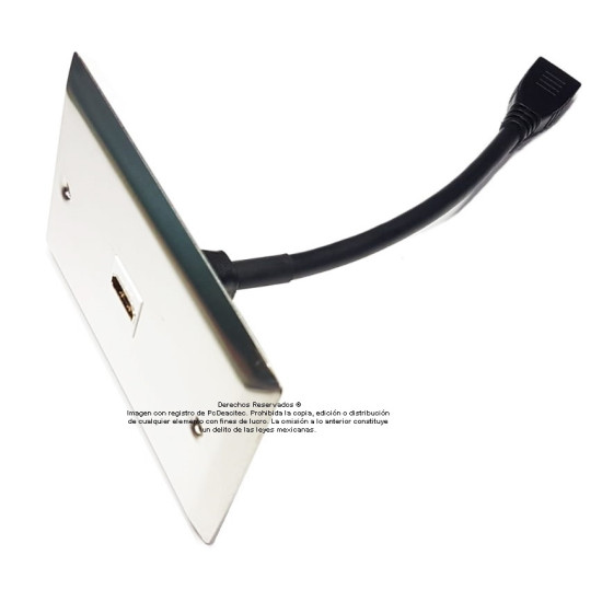 Placa Tapa HDMI pigtail en Acero Inoxidable