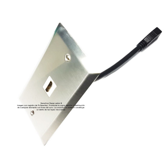 Placa Tapa HDMI pigtail en Acero Inoxidable