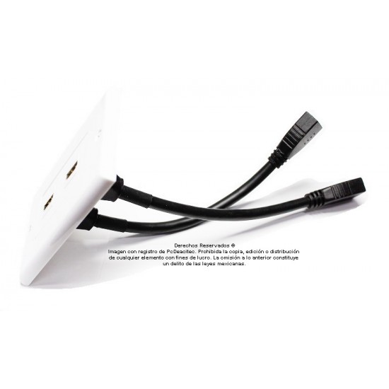 Placa Tapa doble pigtail HDMI en ABS