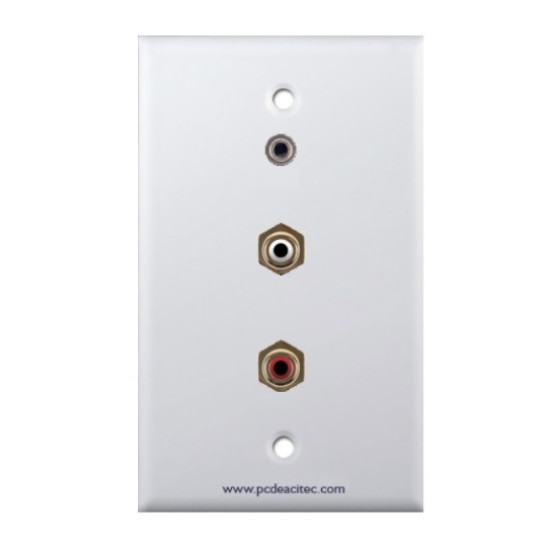 Placa Tapa Jack 3.5 mm + RCA R/L en ABS