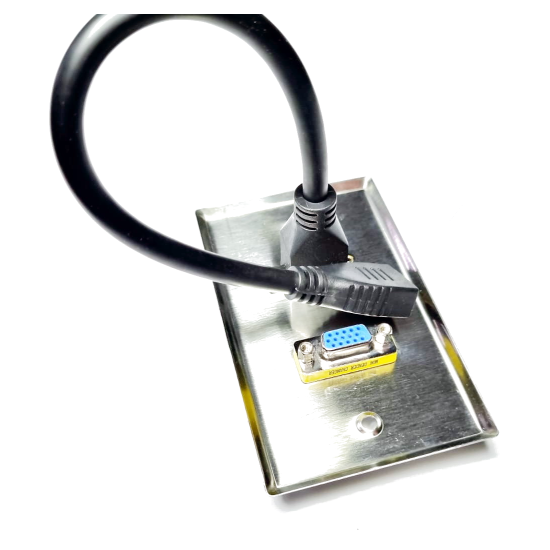 Placa Tapa VGA + HDMI 4k pigtail en Acero Inoxidable