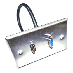 Placa Tapa VGA + HDMI 4k pigtail en Acero Inoxidable