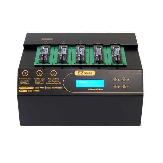 Duplicador y limpiador Cyclone 1x4 de discos SSD internos NVMe M.2 PCIe NVMe y M2 SATA