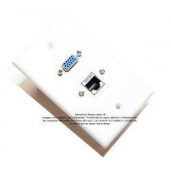 Placa Tapa VGA + RJ45 Cat6 cople en ABS