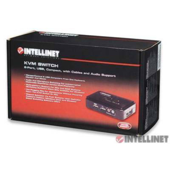 Switch KVM de 2 puertos, USB, con soporte de audio