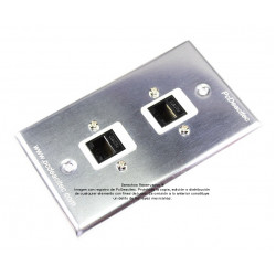 Placa Tapa 2 Jack RJ45 Cat5e ponchable Aluminio