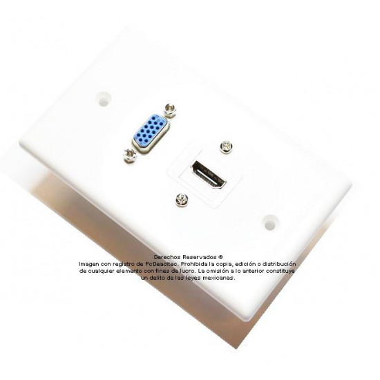Placa Tapa VGA + HDMI L 90° en ABS