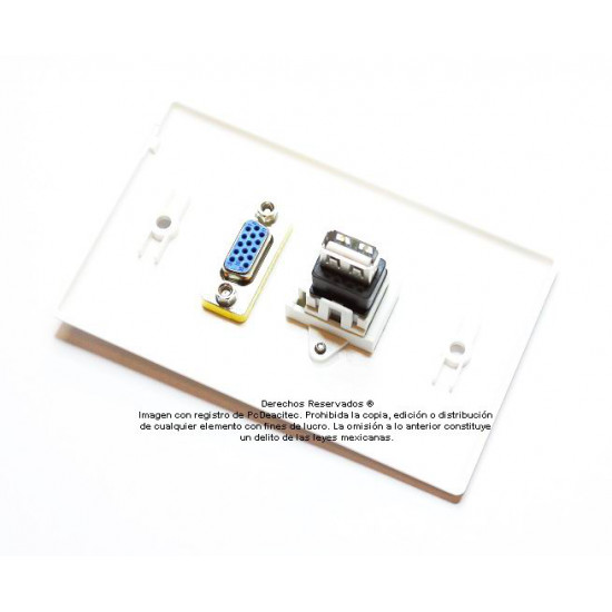 Placa Tapa VGA + USB 2.0 tipo B a tipo A en ABS