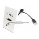 Placa Tapa USB 2.0 pigtail + HDMI pigtail + Audio Jack 3.5 mm en ABS