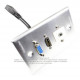 Placa Tapa VGA + HDMI pigtail + Audio Jack 3.5 mm IDC en Aluminio