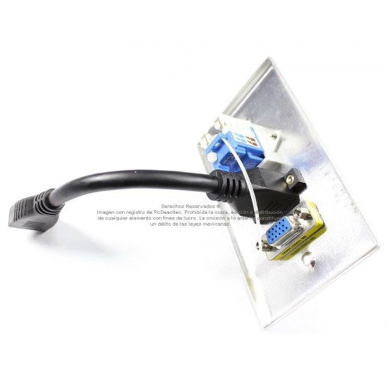 Placa Tapa VGA + HDMI pigtail + Jack RJ45 Cat6 ponchable en Aluminio