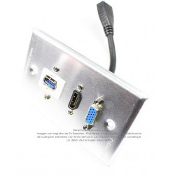 Placa Tapa VGA + HDMI pigtail + USB 3.0 en Aluminio