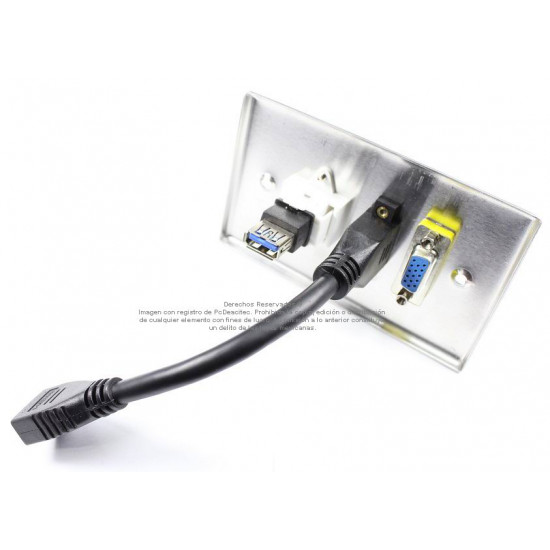 Placa Tapa VGA + HDMI pigtail + USB 3.0 en Aluminio