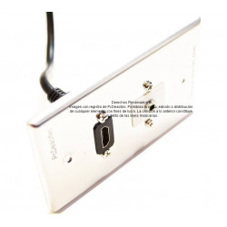 Placa Tapa HDMI pigtail + Audio Jack 3.5 mm IDC en Aluminio