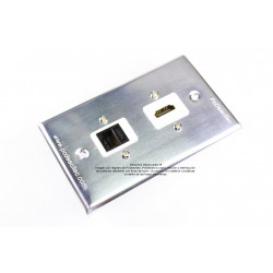 Placa Tapa HDMI + Jack RJ45 Cat5e en Aluminio