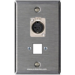 Placa Tapa XLR soldable hembra + Frame Keystone en Acero Inoxidable