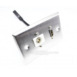 Placa Tapa HDMI pigtail + BNC en Acero Inoxidable