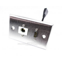 Placa Tapa HDMI pigtail + Audio Toslink en Acero Inoxidable