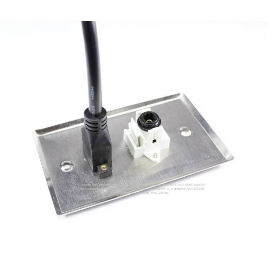 Placa Tapa HDMI pigtail + Audio Toslink en Acero Inoxidable