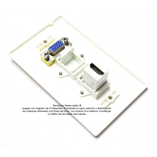 Placa Tapa VGA + Tapón + HDMI en ABS