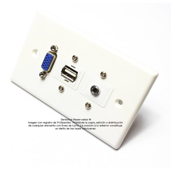 Placa Tapa VGA + USB 2.0 + Audio Jack 3.5 mm IDC en ABS