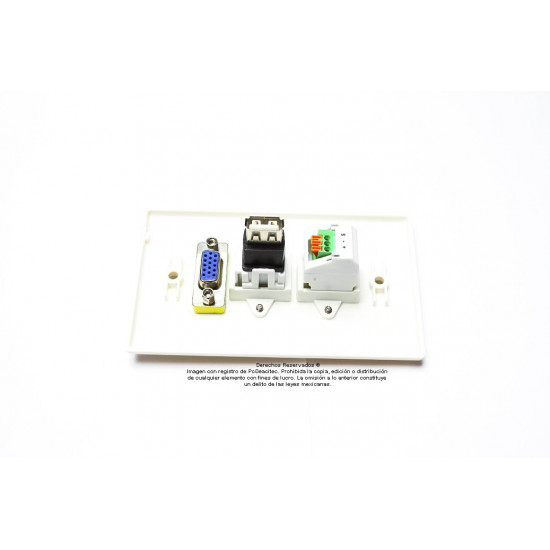 Placa Tapa VGA + USB 2.0 + Audio Jack 3.5 mm IDC en ABS
