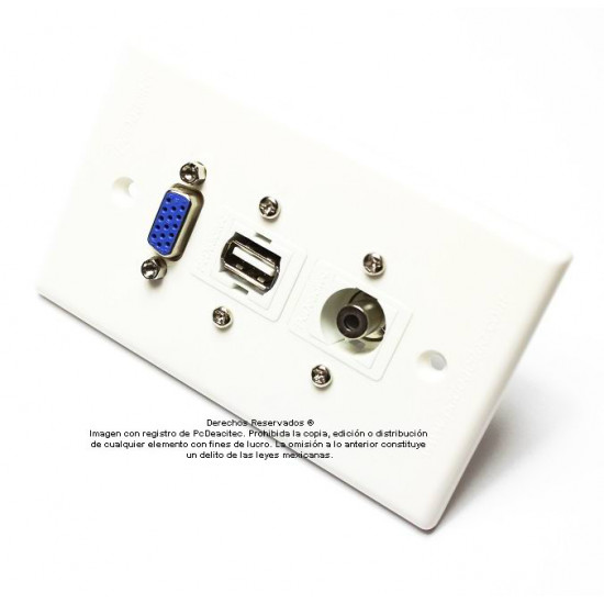 Placa Tapa VGA + USB 2.0 + Audio Jack 3.5 mm en ABS