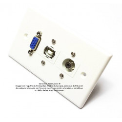 Placa Tapa VGA + USB tipo B + Audio Jack 3.5 mm en ABS